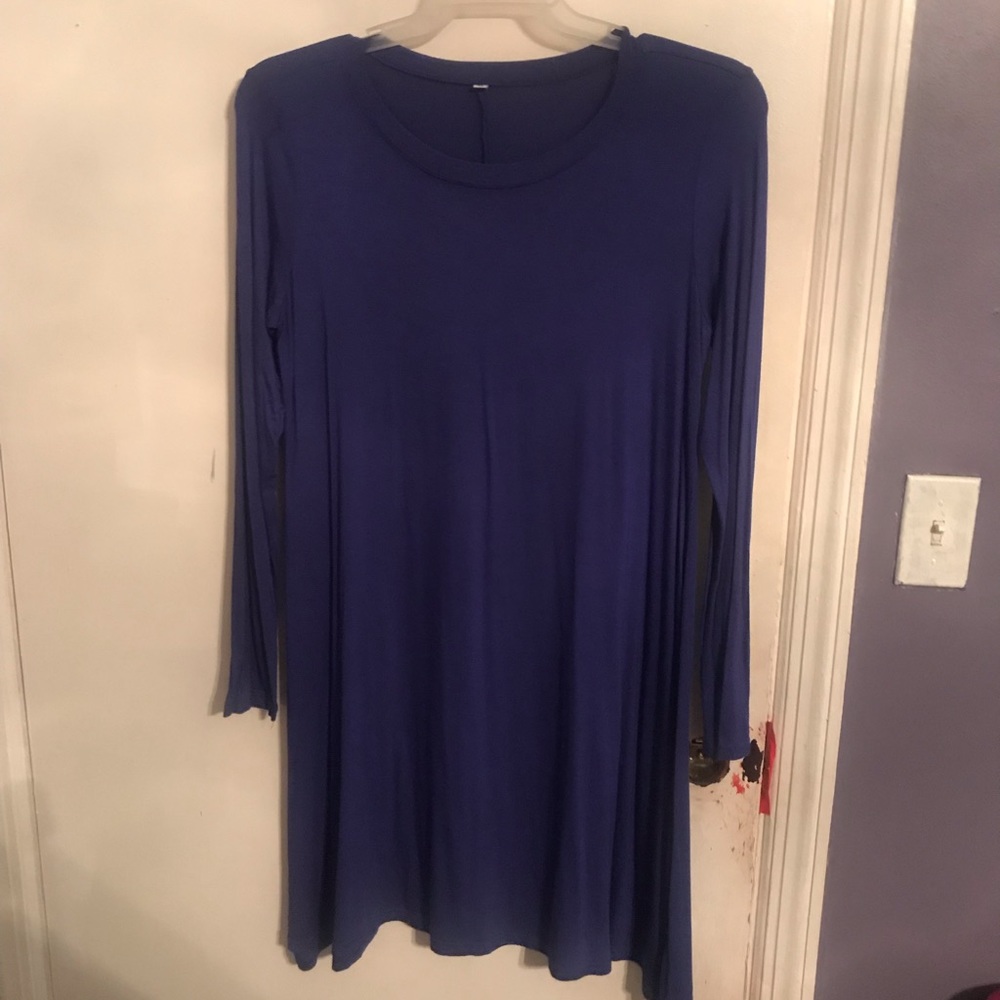 Blue Longsleeve Shift Dress